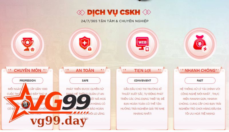 Dịch vụ hỗ trợ khách hàng của VG99 rất chuyên nghiệp